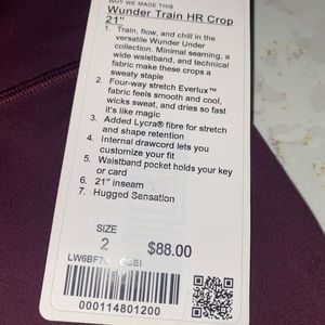 Lululemon Wunder Under. Size 2. BRAND NEW